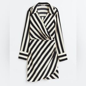 H&M Black and White Sheath Dress with Notched Collar